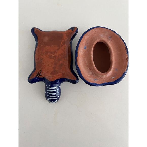 Vintage Turtle Folk Art Hand Painted Pottery Trinket Figurine - Picture 5 of 5